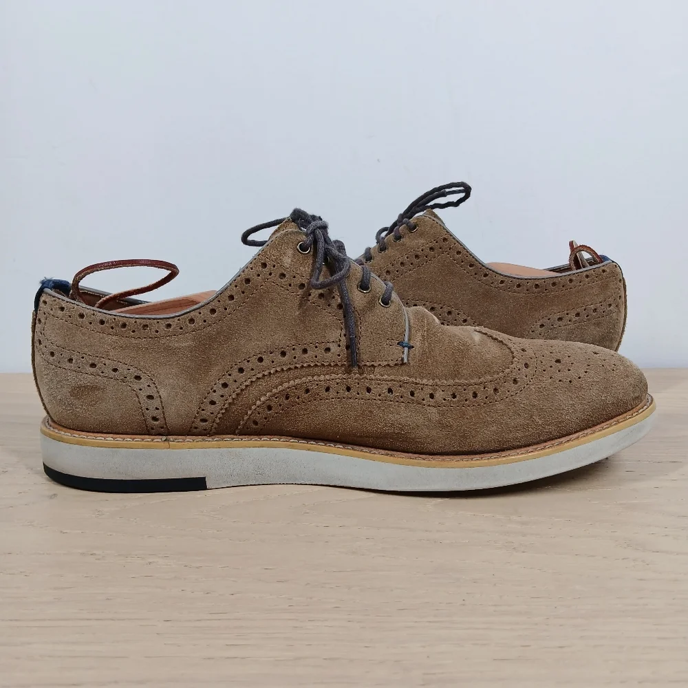 Blake‎ McKay Carson Tan Suede Leather Wingtip Oxford Brogue Shoes 404